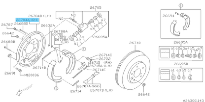 SUBARU LEGACY BH5 00-09 Genuine Rear Brake Splash Shield RH 26704AE040 OEM