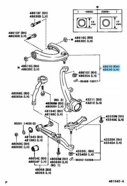 TOYOTA LEXUS IS300 GXE10 JCE10 2001-2005 Genuine Front Control Upper Arm Set OEM