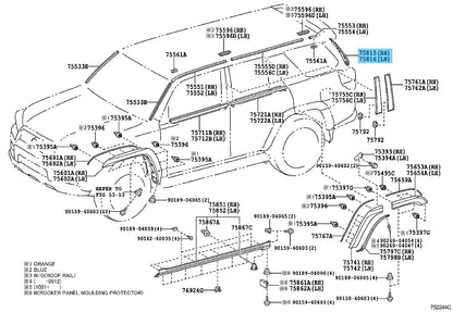TOYOTA 4RUNNER GRN280 10-22 Genuine Back Door Outside Moulding RH & LH Set OEM