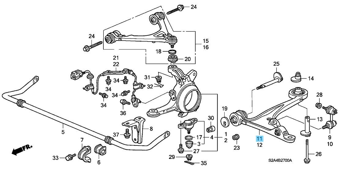 HONDA S2000 AP1 AP2 '00-09 Genuine Front Lower Arm Comp RH 51350-S2A-030 OEM