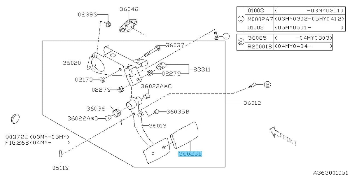 SUBARU IMPREZA GE GH 2002-2021 Genuine AT Brake Pedal Pad 36015GA121 OEM