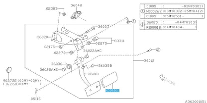 SUBARU IMPREZA GE GH 2002-2021 Genuine AT Brake Pedal Pad 36015GA121 OEM