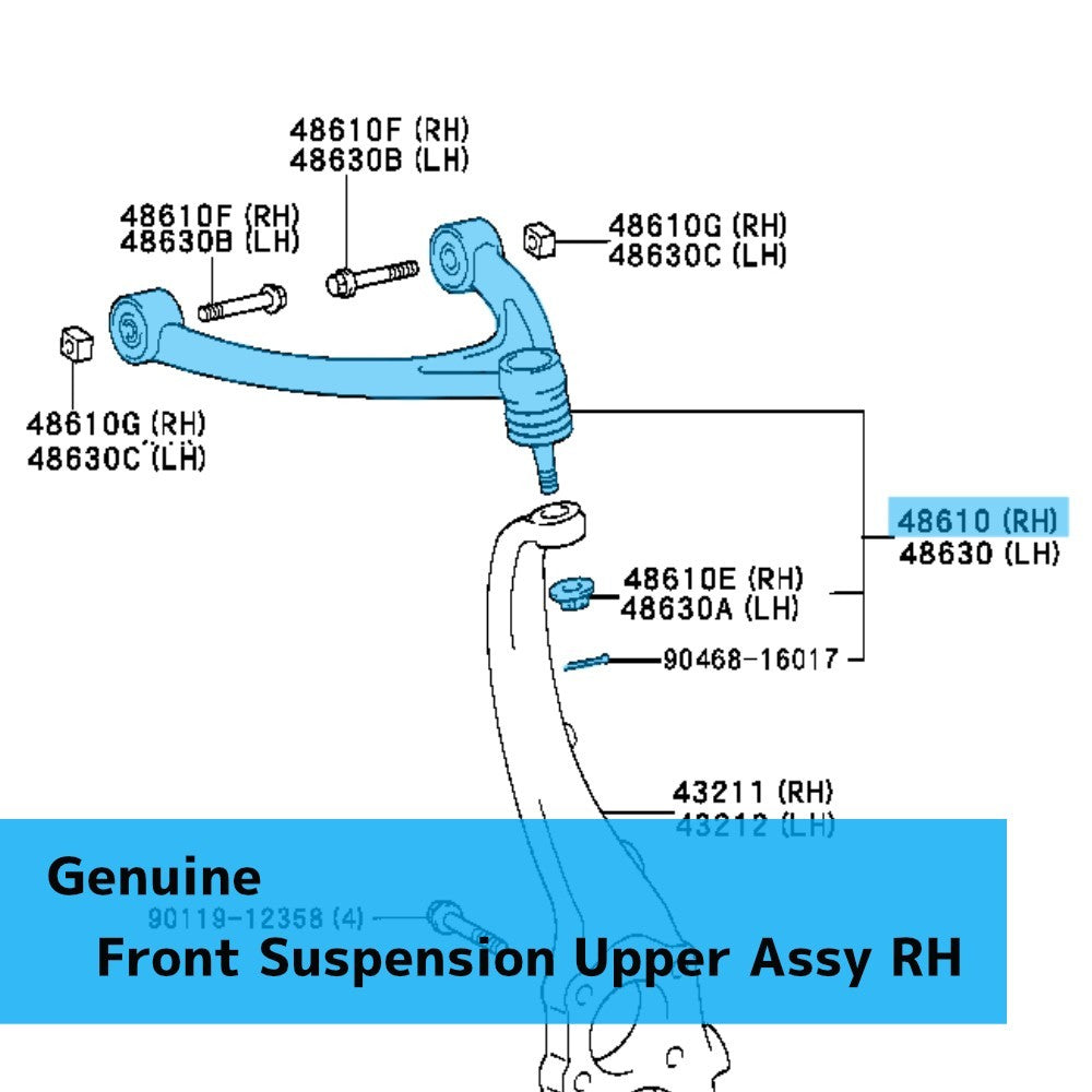TOYOTA LEXUS LS430 UCF30 '02-05 Genuine Front Suspension Upper RH 48610-59045