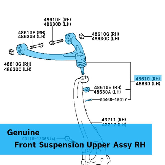 TOYOTA LEXUS LS430 UCF30 '02-05 Genuine Front Suspension Upper RH 48610-59045