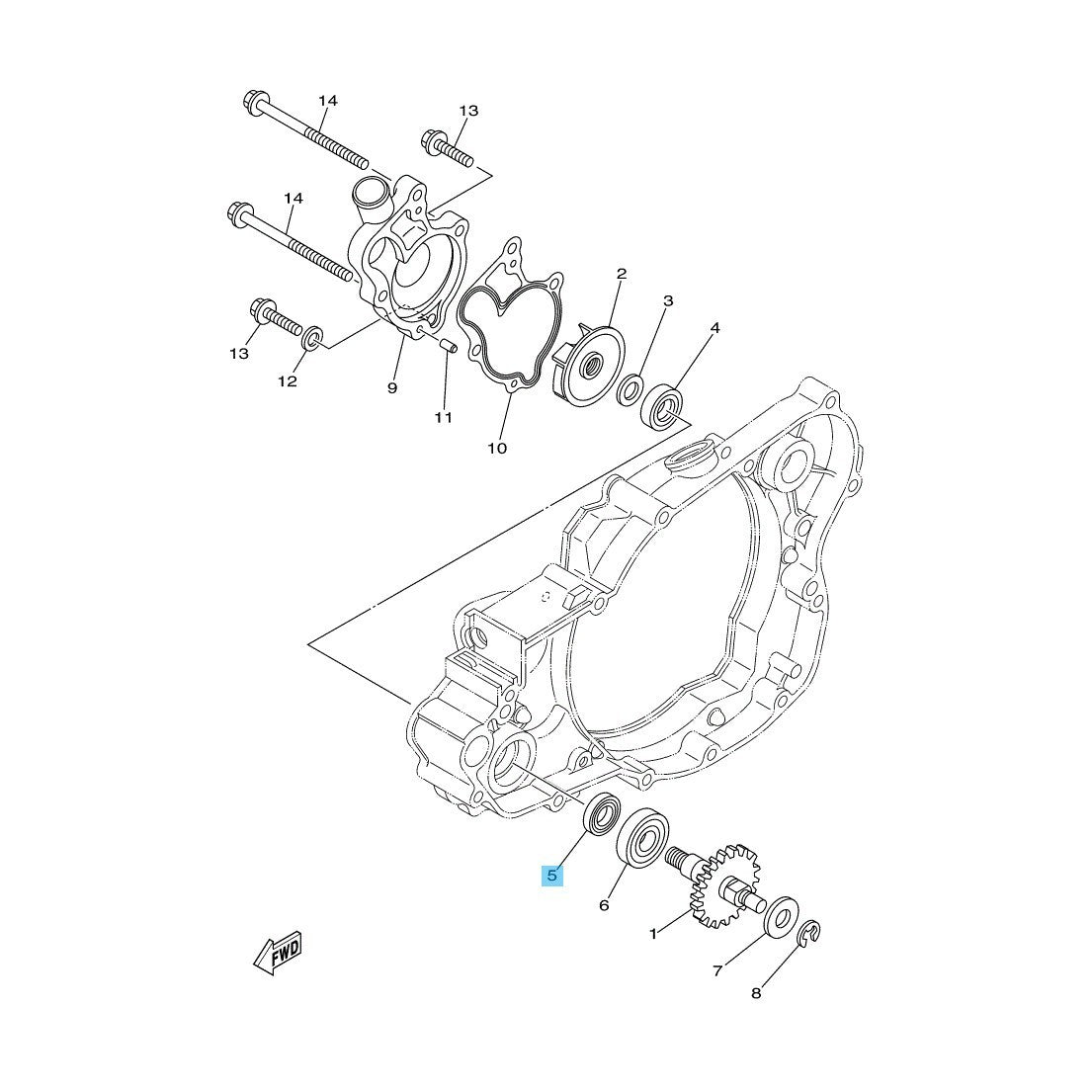 YAMAHA YZ250 '98-25 Genuine Water Pump Oil Seal(Crankcase Cover Inside) OEM