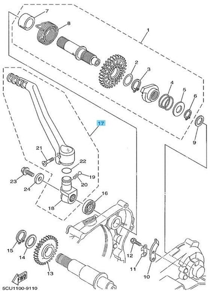 YAMAHA YZ250 1999-2001 Genuine Kick Crank Assy 4EW-15620-02-00 OEM