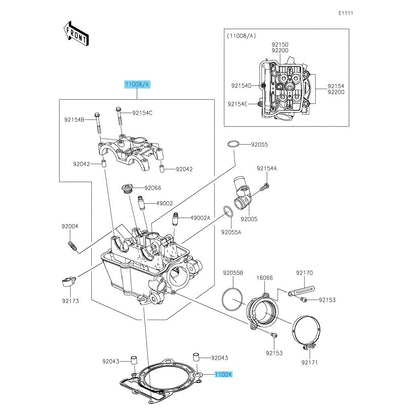 KAWASAKI KX450 2019-2020 Genuine Cylinder Head Comp & Head Gasket Set OEM