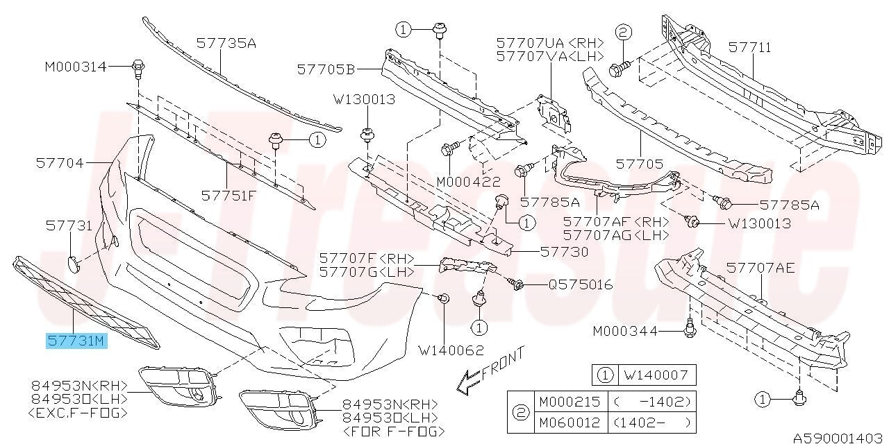 SUBARU IMPREZA WRX STI VAF 15-17 Genuine Front Bumper Lower Intake 57731VA080