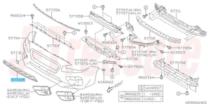 SUBARU IMPREZA WRX STI VAF 15-17 Genuine Front Bumper Lower Intake 57731VA080