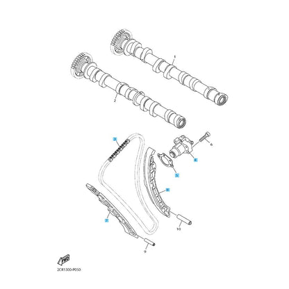 YAMAHA YZF-R1 '17-24 Genuine Chain & Tensioner & Tensioner Gasket & Damper Set