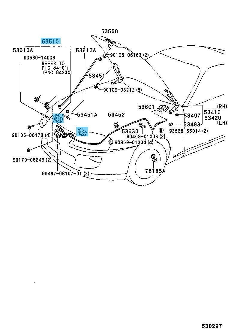 TOYOTA SUPRA JZA80 1993-1998 Genuine Hood Lock Assy RH & LH Set OEM