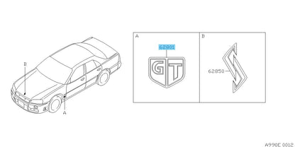 NISSAN SKYLINE HR34 Genuine Front Side Emblem RH & LH 63896-AA000 x2 set RHD