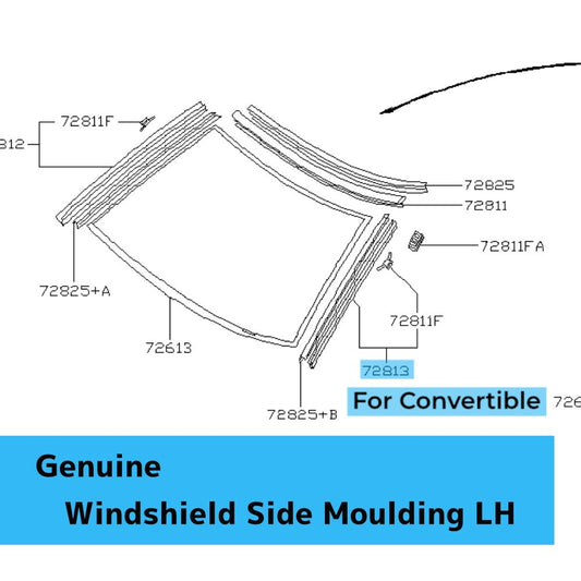 NISSAN 300ZX Z32 '93-96 Genuine Windshield Side Moulding LH 72761-46P00 For CV