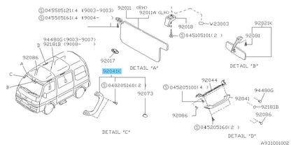 SUBARU SAMBAR KS3/KV3 Genuine Fr/Pillar Assist Rail W/Cap & Screws RH & LH Set
