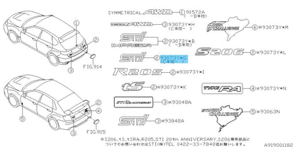 SUBARU IMPREZA WRX STI GRB GRF 09-14 Genuine Rear Letter Mark Emblem "STI" OEM
