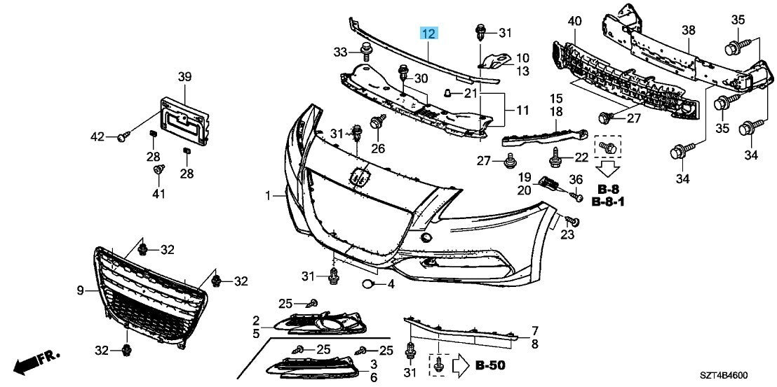 HONDA CR-Z ZF2 11-15 Genuine Front Bumper Center Rubber Seal 71128-SZT-G01 OEM