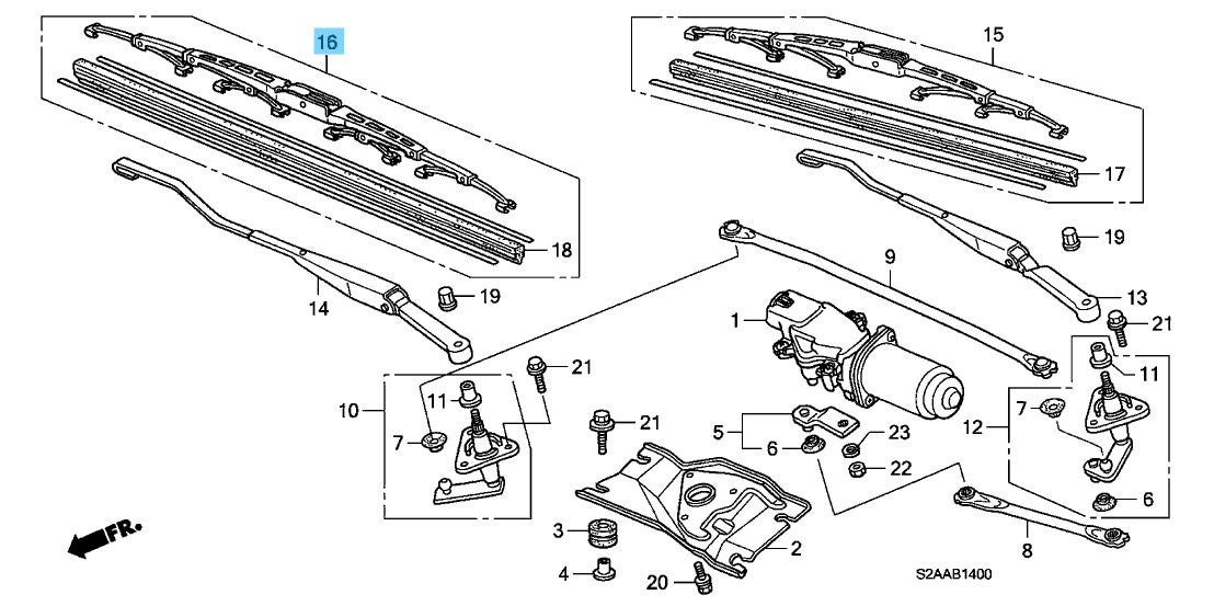 HONDA S2000 AP1/2 '00-09 Genuine Windshield Wiper Blade RH 76630-S2A-A03 LHD OEM