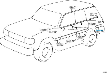 TOYOTA LAND CRUISER FZJ80 '95-04 Genuine Quarter Outside Moulding RH OEM