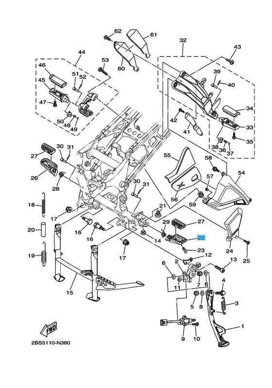 YAMAHA SUPER TENERE XT1200Z 2012-2017 Genuine Footrest LH 23P-27451-00-00 OEM