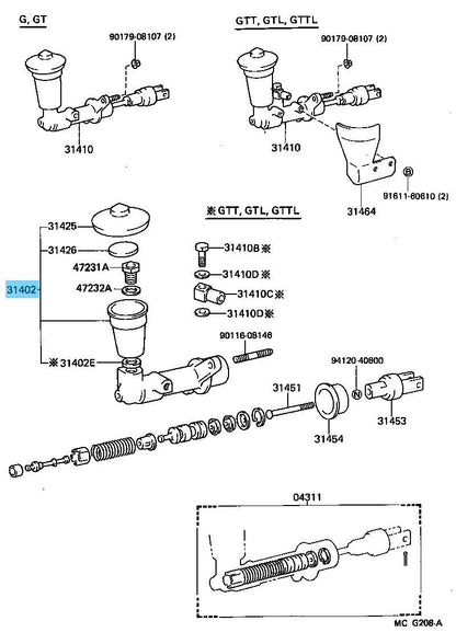 TOYOTA SUPRA GA70 88-90 Genuine Clutch Master Cylinder Reservoir 31402-14020 RHD