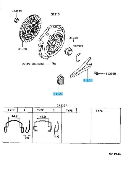 TOYOTA SUPRA JZA80 1993-1998 Genuine Clutch Release Fork & Boot set OEM