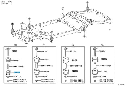 TOYOTA LAND CRUISER PRADO GRJ120 03-09 Genuine No.1 Lower Cab Mounting x2 set RL