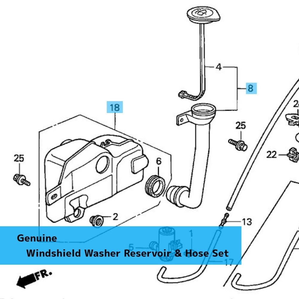 HONDA S2000 AP1 AP2 '00-09 Genuine Windshield Washer Reservoir & Hose Set OEM