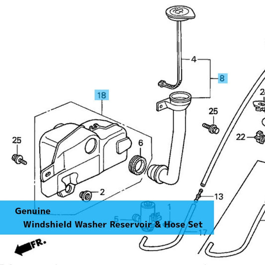 HONDA S2000 AP1 AP2 '00-09 Genuine Windshield Washer Reservoir & Hose Set OEM