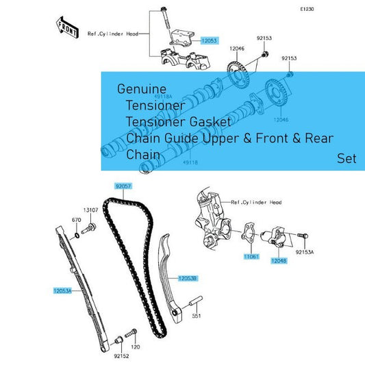 KAWASAKI NINJA ZX-14R ZX1400 '12-23 Genuine Tensioner & Chain Guide & Chain Set
