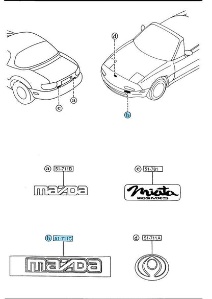 MAZDA MX-5 MIATA NA Genuine Fr/Ornament Decal Light Gray "MAZDA" NA04-51-711 14