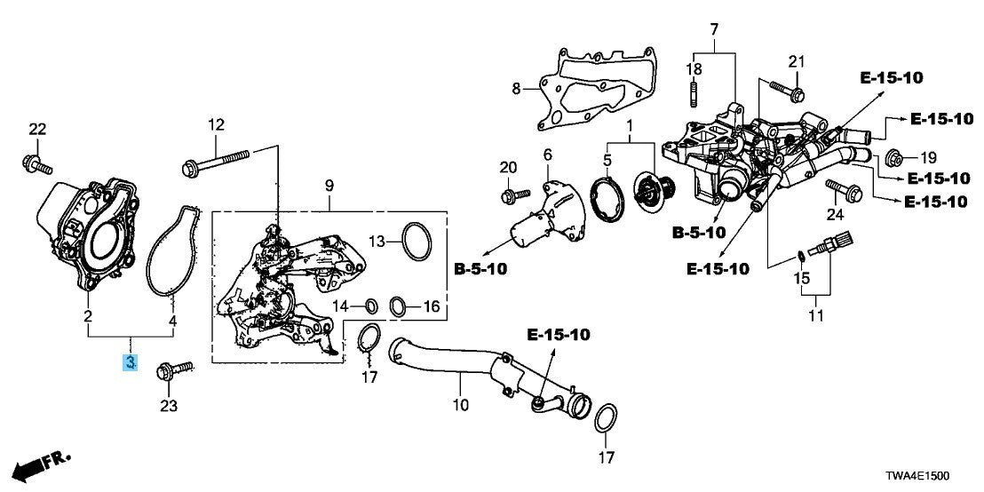 HONDA CR-V 2020 Genuine Electric Water Pump Set 19200-6C1-305 OEM HYBRID OEM