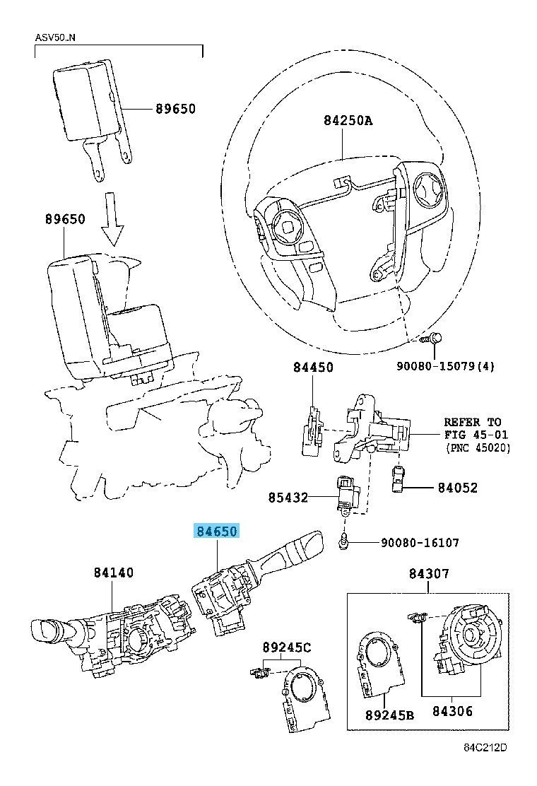 TOYOTA CAMRY ASV50 12-17 Genuine Windshield Wiper Switch Assy 84652-06340 OEM