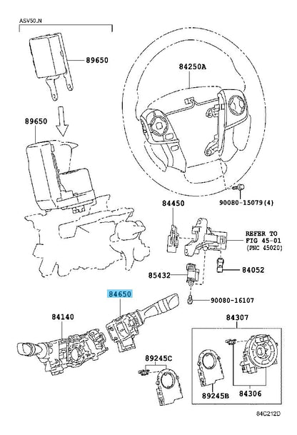 TOYOTA CAMRY ASV50 12-17 Genuine Windshield Wiper Switch Assy 84652-06340 OEM