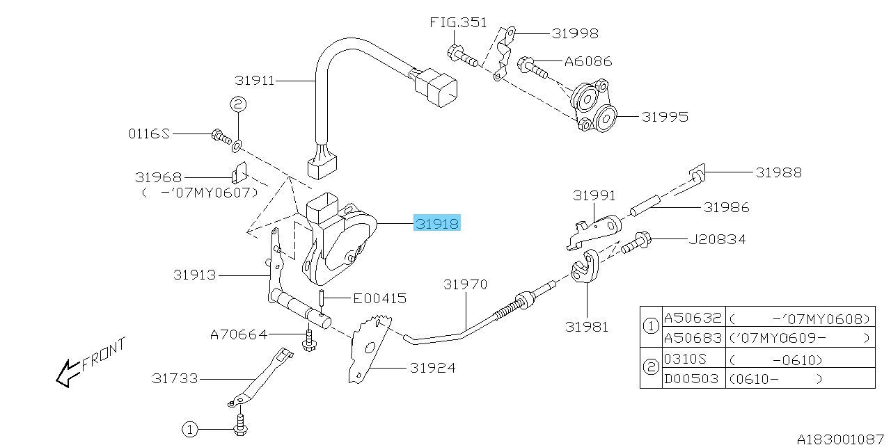 SUBARU IMPREZA WRX STI GDA 99-08 Genuine AT T/M Inhibitor Switch 31918AA000 OEM