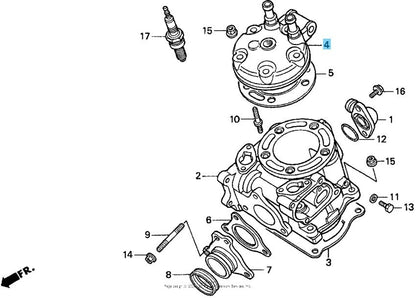 HONDA CR125R CR125RA 1998-1999 Genuine Cylinder Head 12200-KZ4-J00 OEM