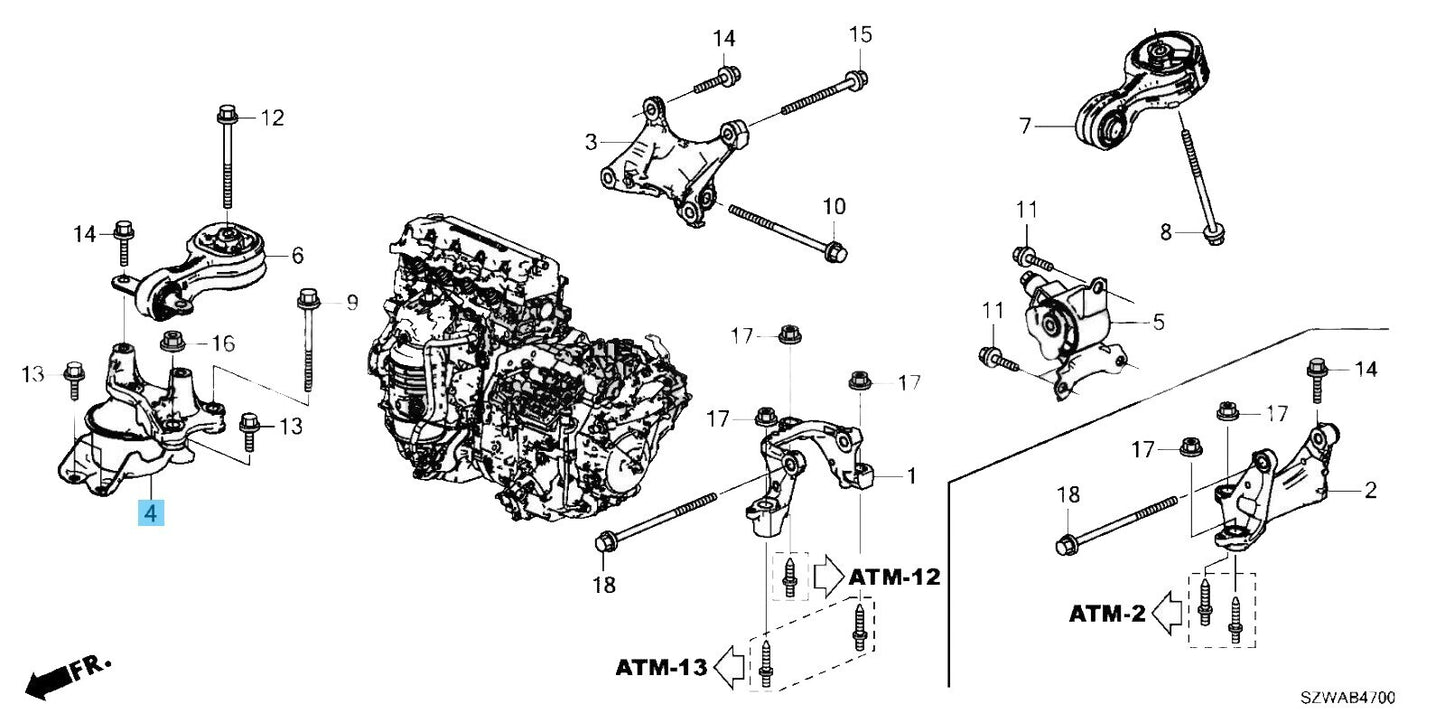 HONDA STEP WGN SPADA RK 09-15  Genuine Engine Mount Bracket 50820-SZW-J00 OEM