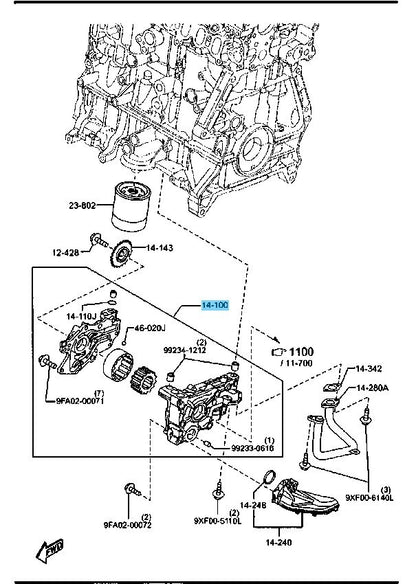 MAZDA CX-5 KE2FW 2019 Genuine 2.2L DIESEL Oil Pump Assy SH01-14-100A OEM
