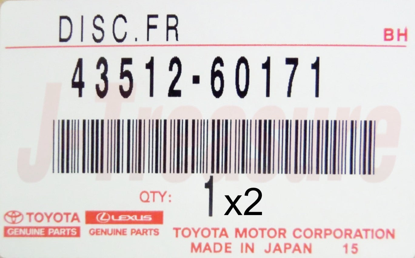 TOYOTA LEXUS LX470 UZJ100 '98-07 Genuine Front Brake Disc 43512-60171 x2 Set OEM