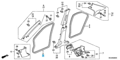 ACURA TSX 4Door 2004-2008 Genuine Front Door Opening Seal LH 72355-SEA-013ZA OEM