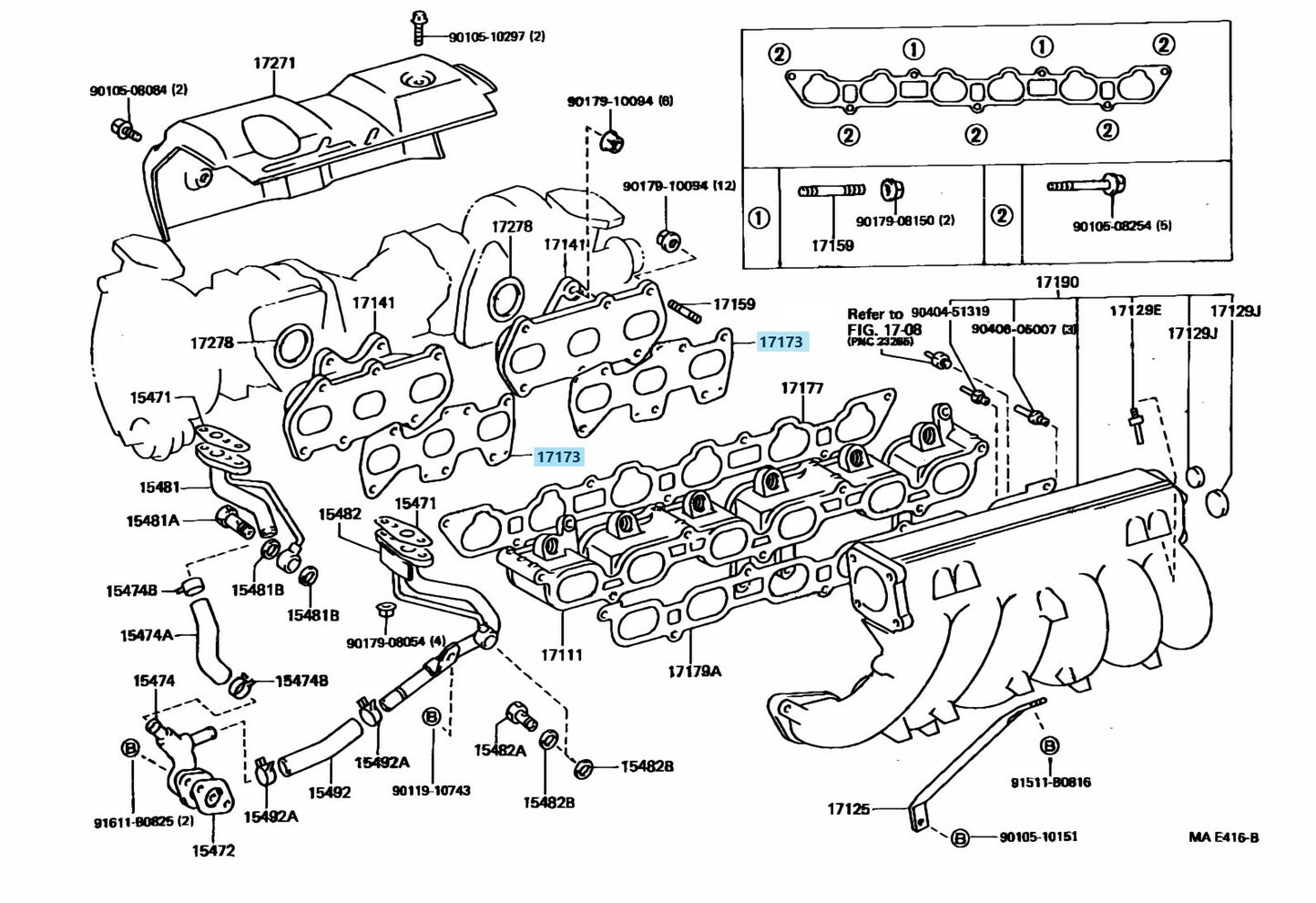 TOYOTA SUPRA SOARER CHASER 1JZ-GTE NON VVTi Genuine Exhaust Manifold Gasket OEM