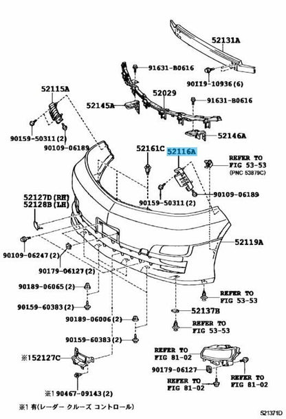 TOYOTA ALPHARD Genuine Front Bumper Side Support Left Side 52116-58010 OEM