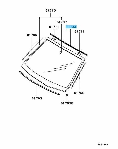 MITSUBISHI LANCER Evo 7 8 9 Genuine Front Windshield Upper Moulding MR520285 OEM