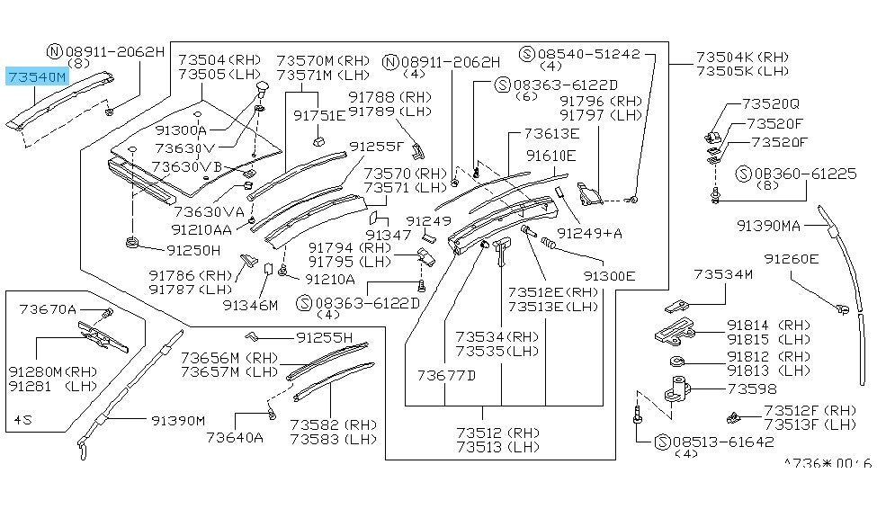 NISSAN 300ZX Z32 90-96 Genuine T-Top Roof Hook Center Finisher 91740-30P10 OEM