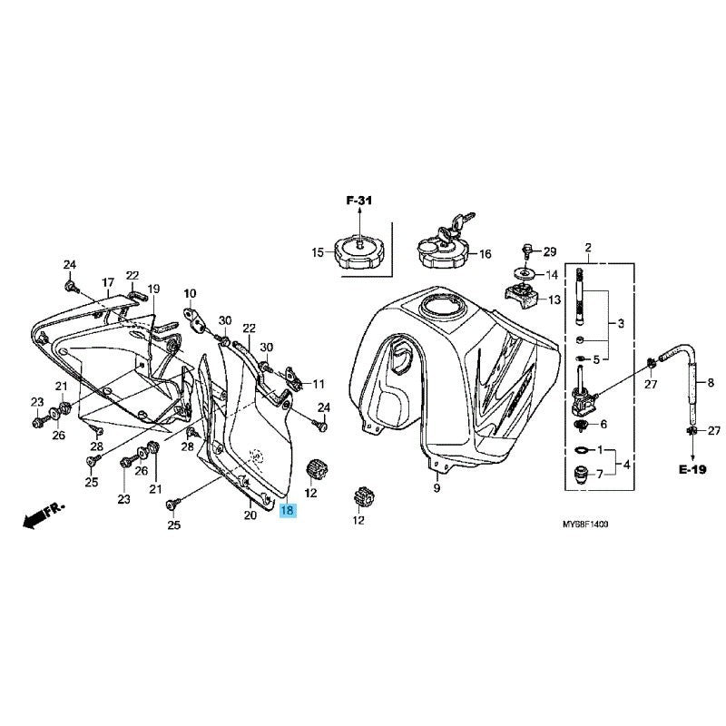 HONDA XR650L 2022-2025 Genuine Shroud LH *NH196*(Ross White) 19040-MY6-700ZC