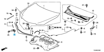HONDA ACURA TLX UB 2015-2017 Genuine Hood Lock Latch 74120-TZ3-A11 OEM