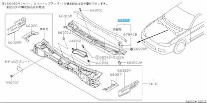 NISSAN 200SX 240SX SILVIA S14 S15 Genuine Cowl Top Sealing Rubber 6683065F00 OEM