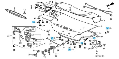 HONDA S2000 AP2 TYPE S, CR '08-09 Genuine Trunk Lid Protector & Stopper Set OEM