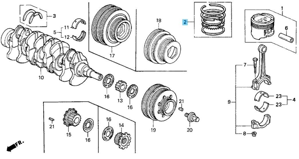 HONDA CR-X DEL SOL EG2 94-97 Genuine B16 Piston Ring Set 13011-PR3-003 x4 OEM