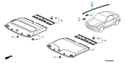 HONDA CR-X CRX EF8 1988-1991 Genuine Roof Side Molding Trim Right & Left Set OEM