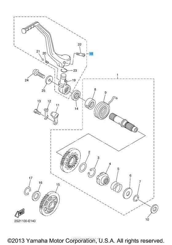 YAMAHA YZ450F 07-09 Genuine Kick Crank Assy 2S2-15620-01-00 OEM